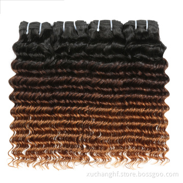 wholesale virgin hair vendors ombre color Brazilian hair extension 1B/4/30 deep wave hair
